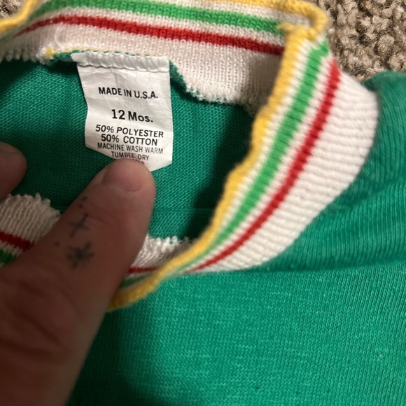 Vtg Green long sleeve embroidered shirt 12M - Picture 3 of 5